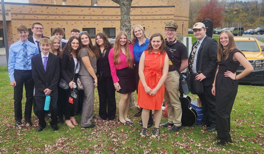 group of students pose