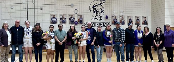 Girls basketball/cheerleading Senior Night Celebration