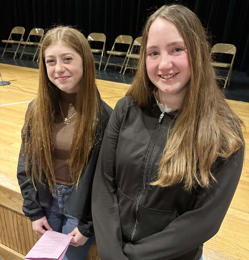 two girls smiling after spelling bee