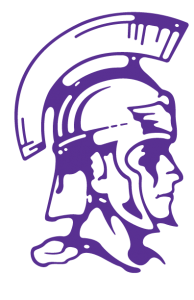 purple outline of a soldier with a spartan helmet on