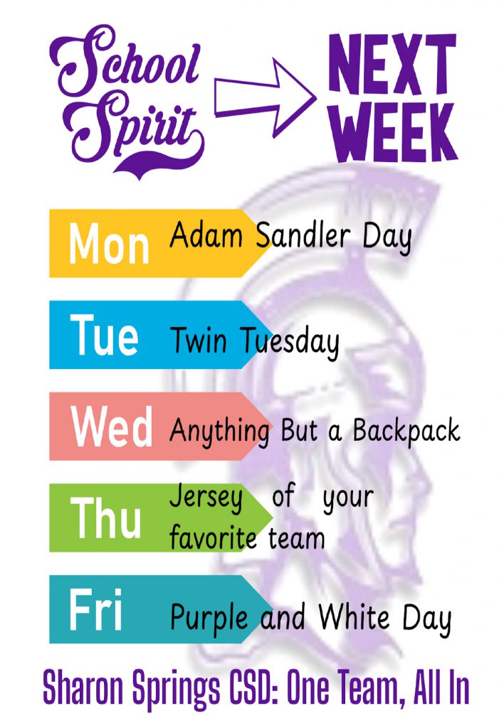 school spirit week schedule
