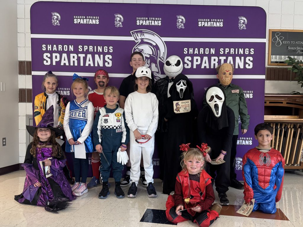 group of kids in Halloween customes