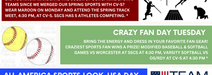 Varsity Club Spring Sports Spirit Week April 27-May 1