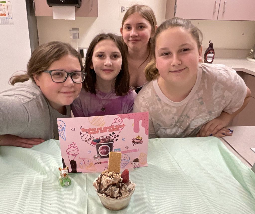 four girls with their ice cream creation