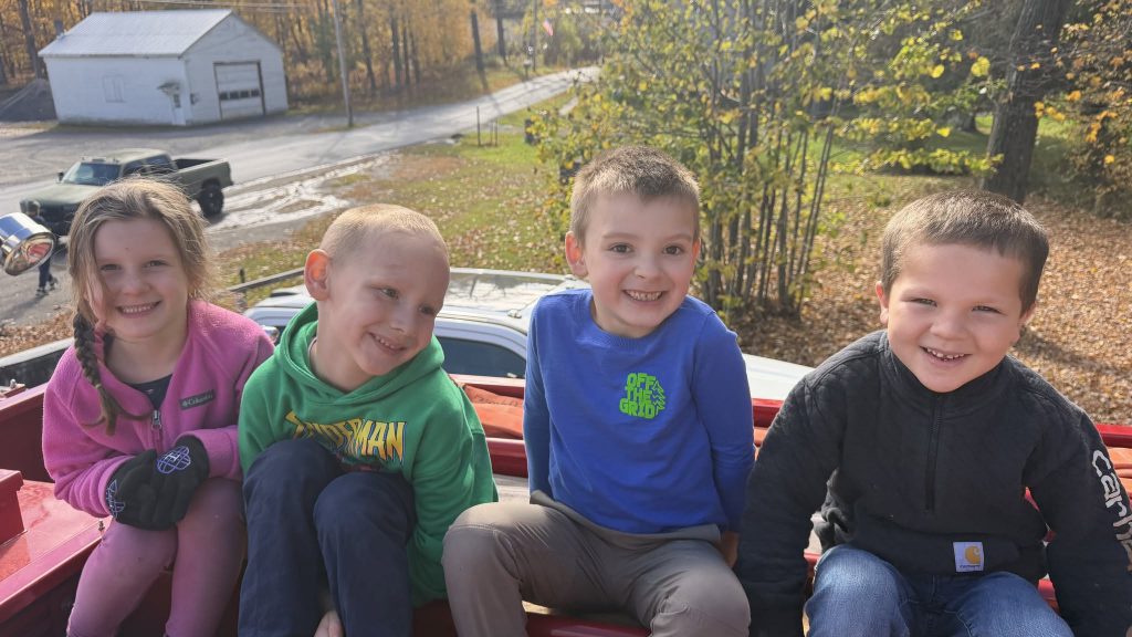 Kids aboard fire truck